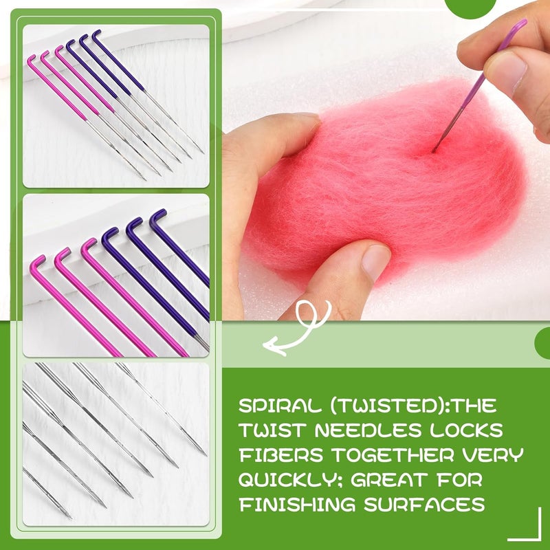 Mayboos 35 Pcs Needle Felting Needles,Wool Felting Supplies with 4 Types Star,Twisted,Cone,Triangular Felting Needles Color Coded Wool Felting Needles Tool Kit with Needle Box - Image 4